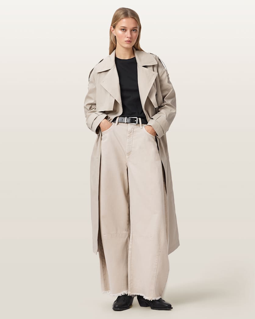 AllSaints Linnie Lib Relaxed Trench Coat Women's Clay Grey Women's