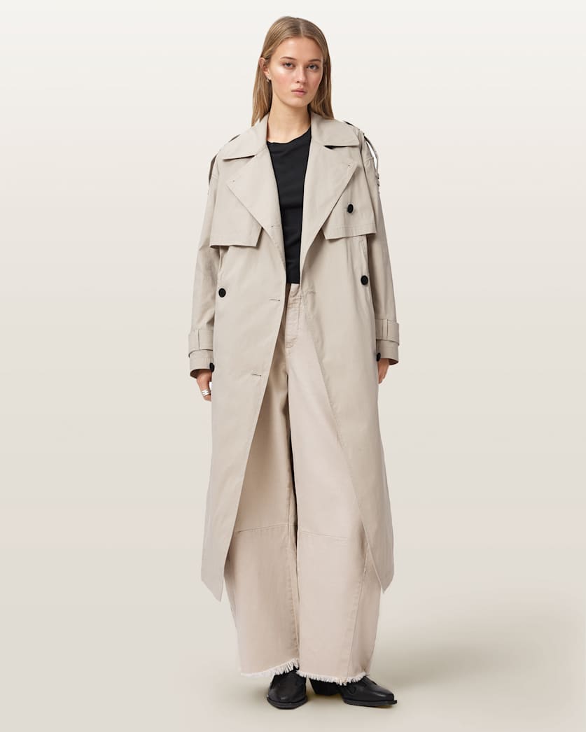 AllSaints Linnie Lib Relaxed Trench Coat Women's Clay Grey Women's