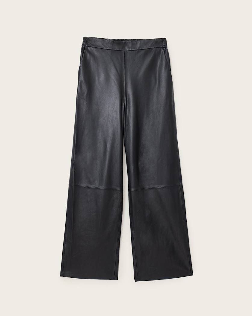 AllSaints Ash Wide Leg Leather Pants Women's Black Women's