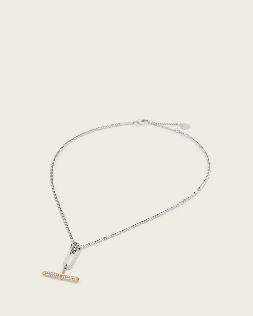 AllSaints April T Bar Necklace Women's Warm Silver/Brass Women's