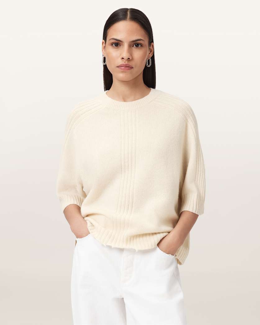 AllSaints Nix Cashmere Relaxed T Shirt Women's Chalk White Women's