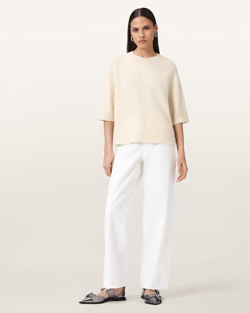 AllSaints Nix Cashmere Relaxed T Shirt Women's Chalk White Women's