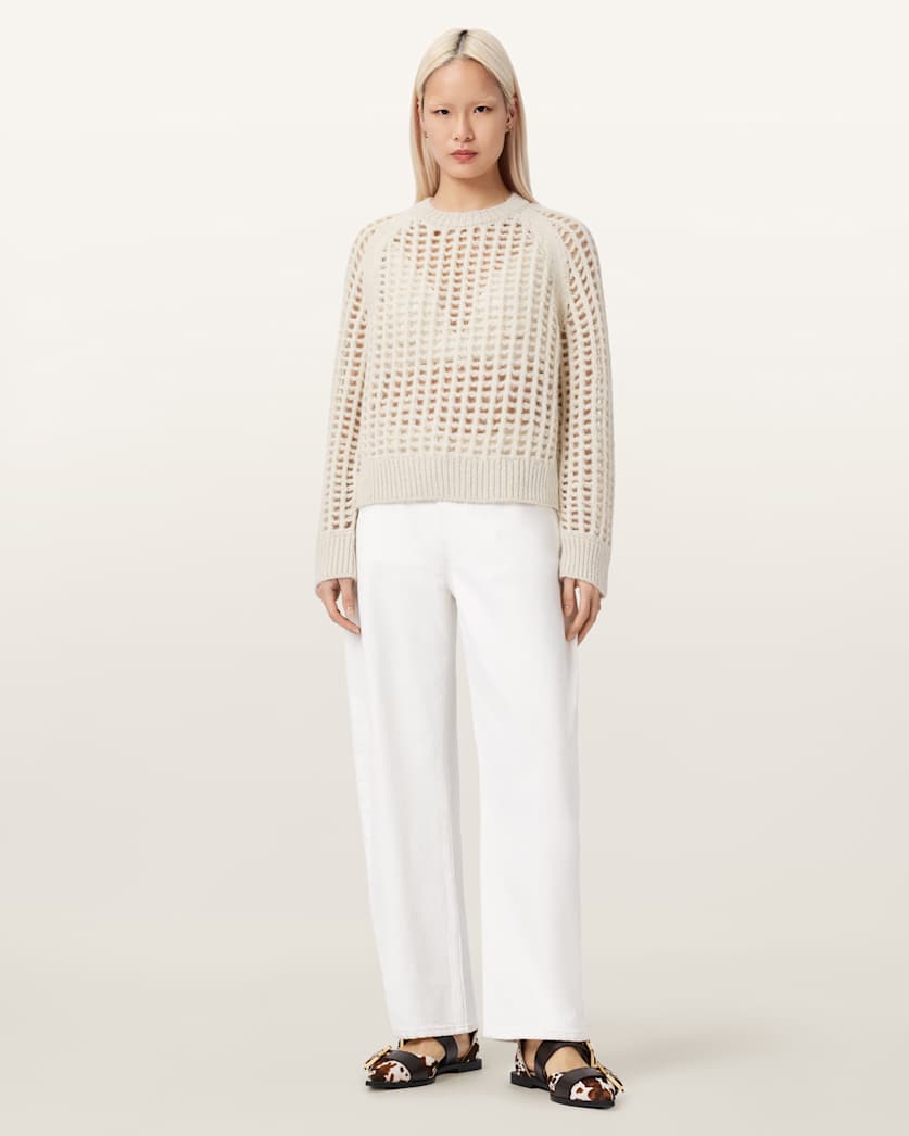 AllSaints Suniva Wool Sweater Women's Chalk White Women's