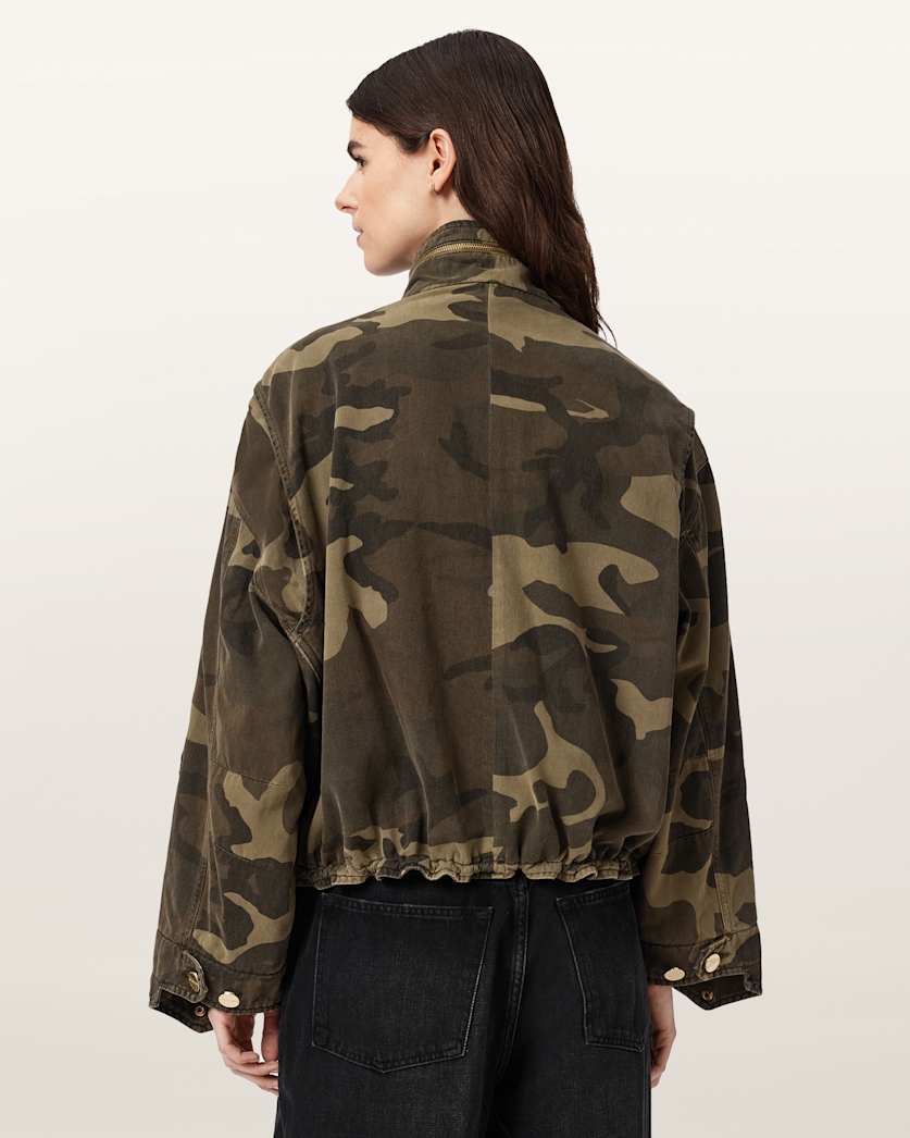 AllSaints Clay Camo Patch Jacket Women's Camo Green Women's