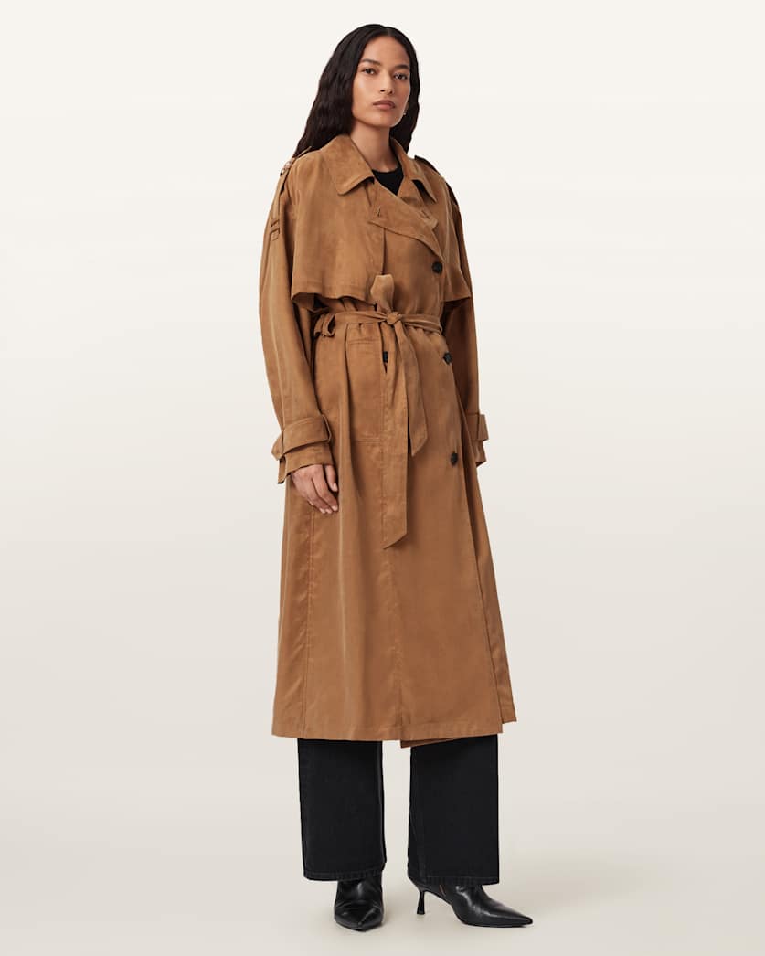 AllSaints Linnie Lightweight Trench Coat Women's Black Women's