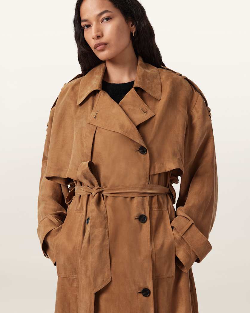AllSaints Linnie Lightweight Trench Coat Women's Black Women's