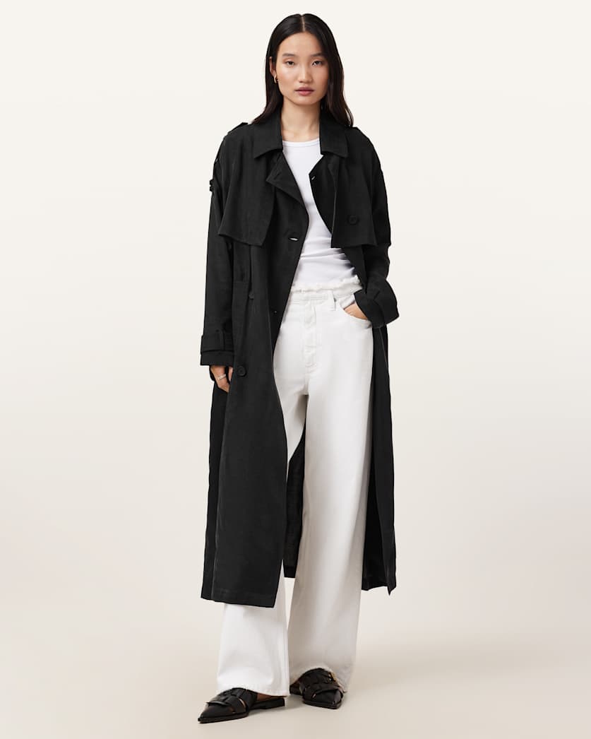 AllSaints Linnie Lightweight Trench Coat Women's Black Women's
