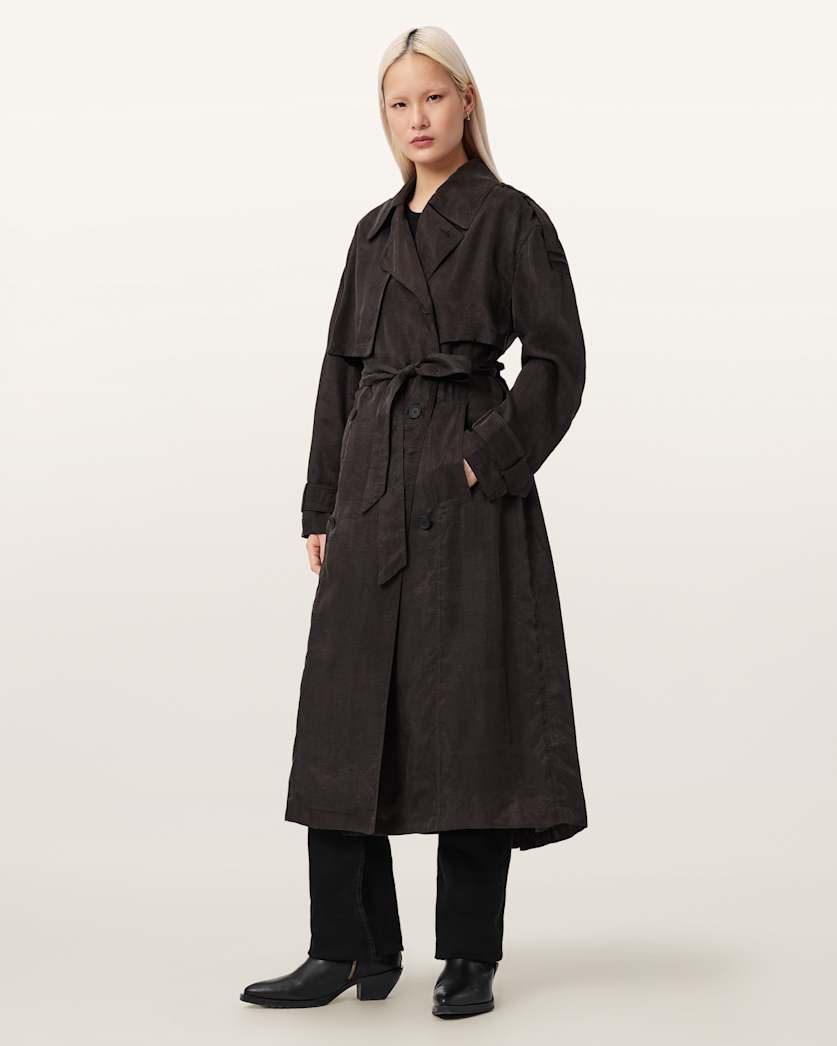 AllSaints Linnie Lightweight Trench Coat Women's Black Women's