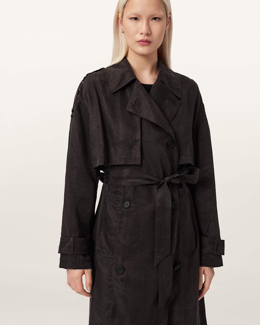 AllSaints Linnie Lightweight Trench Coat Women's Black Women's