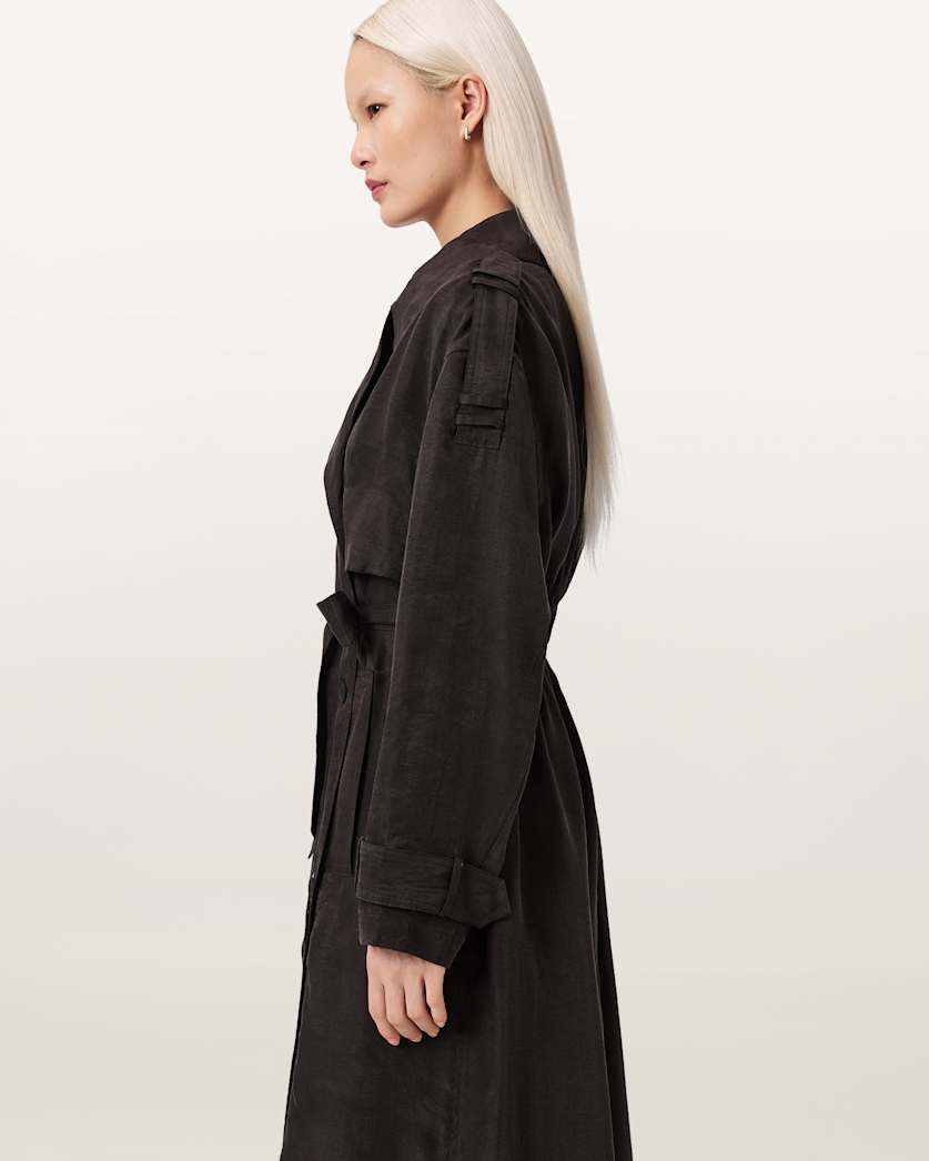 AllSaints Linnie Lightweight Trench Coat Women's Black Women's