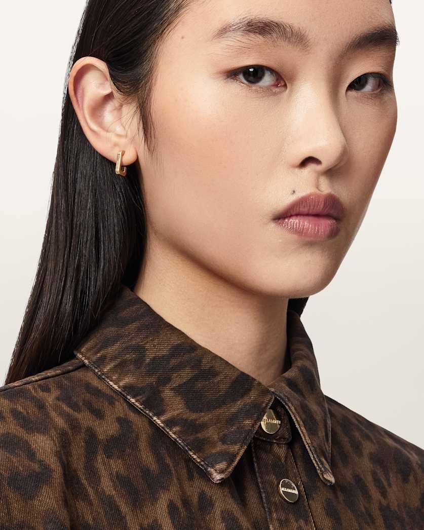 AllSaints Nancy Leopard Print Denim Shirt Women's Leppo Brown Women's