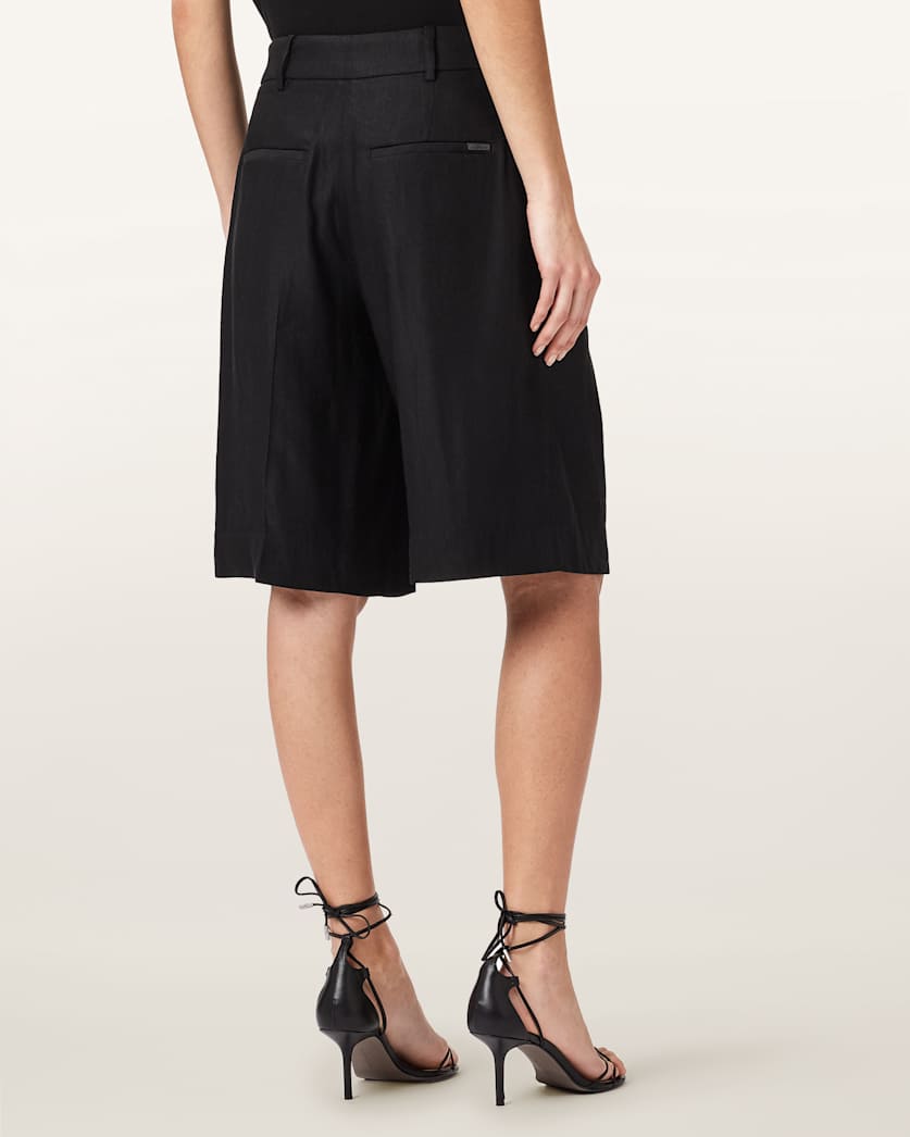 AllSaints Charley Relaxed Fit Pleated Shorts Women's Black Women's