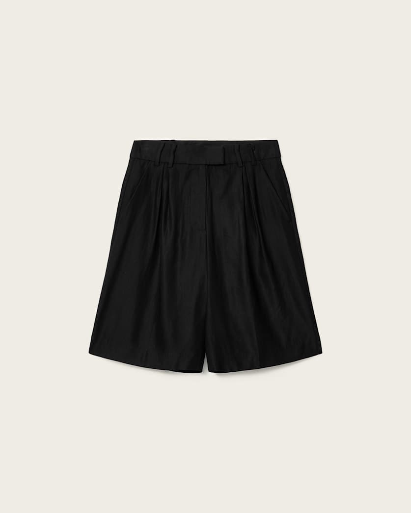 AllSaints Charley Relaxed Fit Pleated Shorts Women's Black Women's