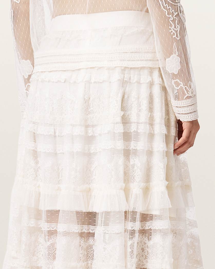 AllSaints Arlea Tulle Maxi Skirt Women's Antique White Women's