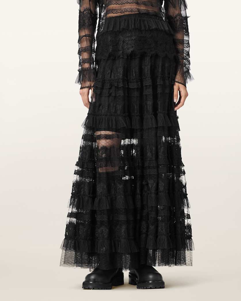 AllSaints Arlea Tulle Maxi Skirt Women's Antique White Women's