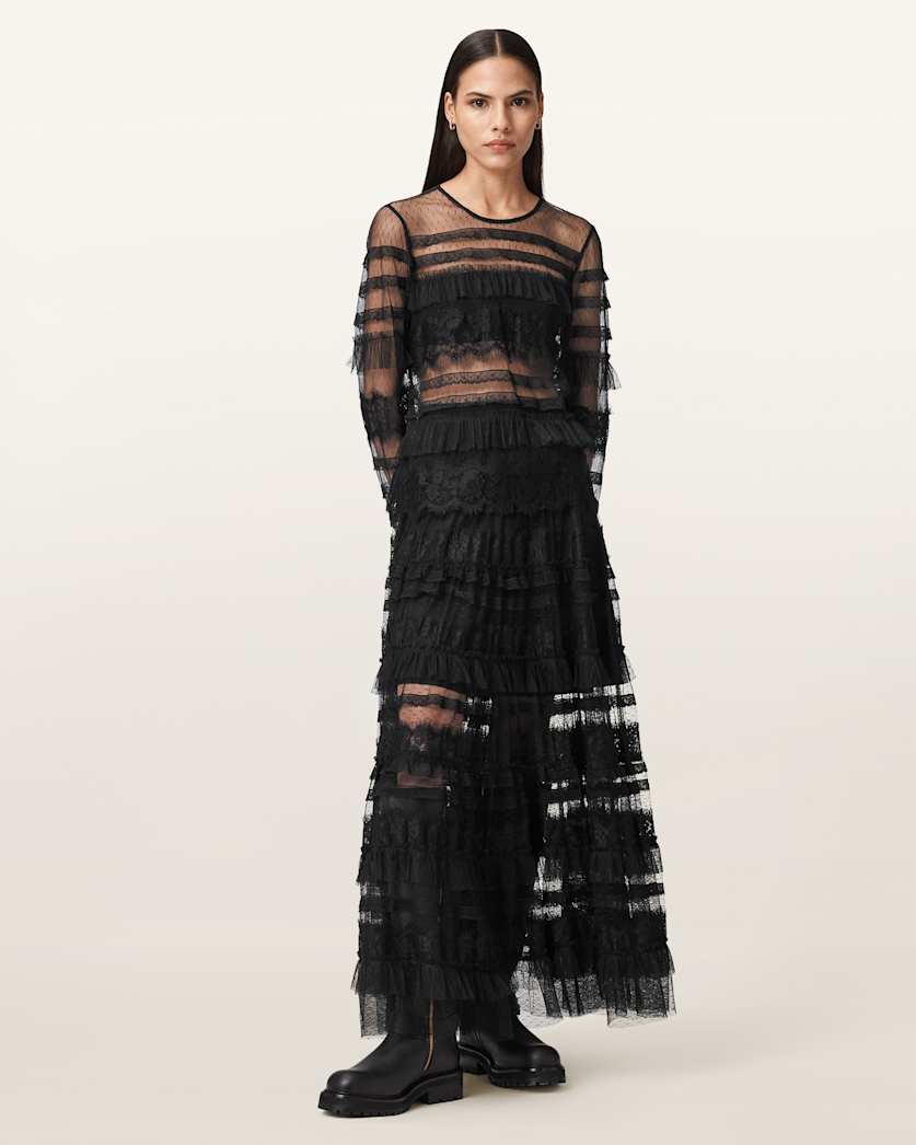 AllSaints Arlea Tulle Maxi Skirt Women's Antique White Women's