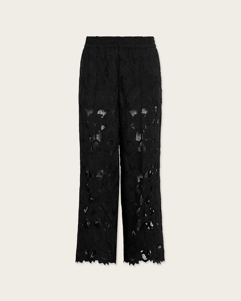 AllSaints Charli Embroidered Straight Fit Pants Women's Black Women's
