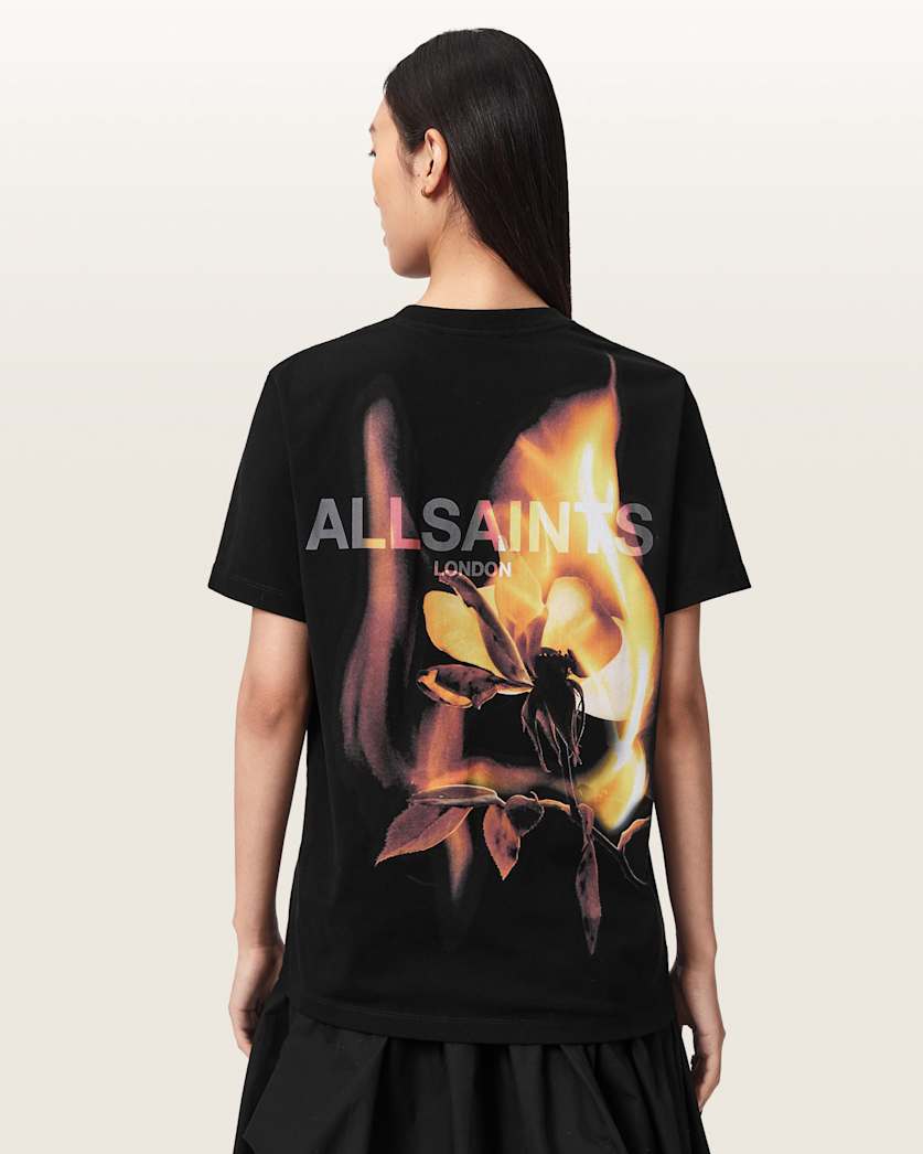 AllSaints Blaze Oversized Boyfriend T Shirt Women's Black Women's