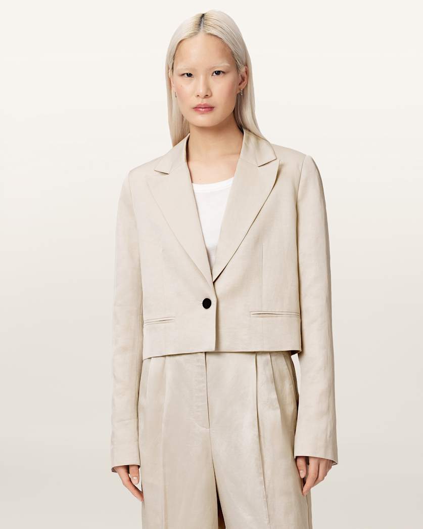 AllSaints Helena Single Breasted Cropped Blazer Women's Stone Women's