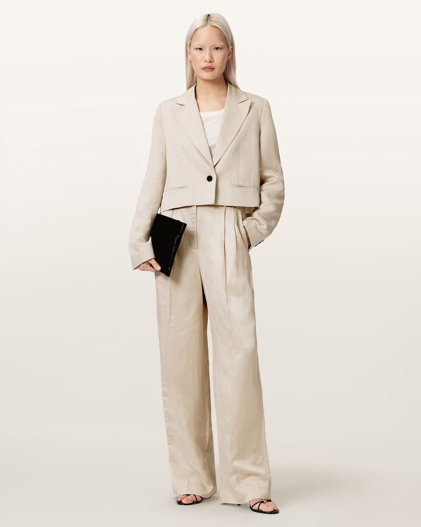 AllSaints Helena Single Breasted Cropped Blazer Women's Stone Women's