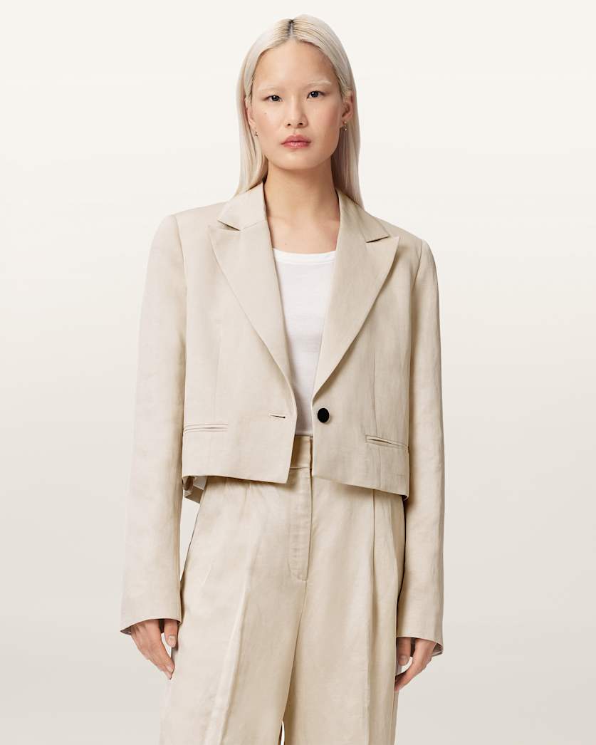 AllSaints Helena Single Breasted Cropped Blazer Women's Stone Women's