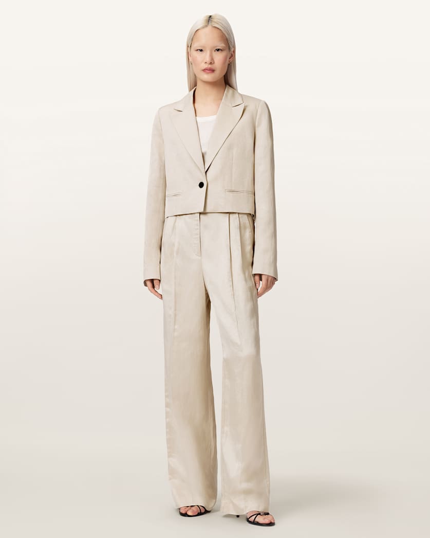 AllSaints Helena Single Breasted Cropped Blazer Women's Stone Women's