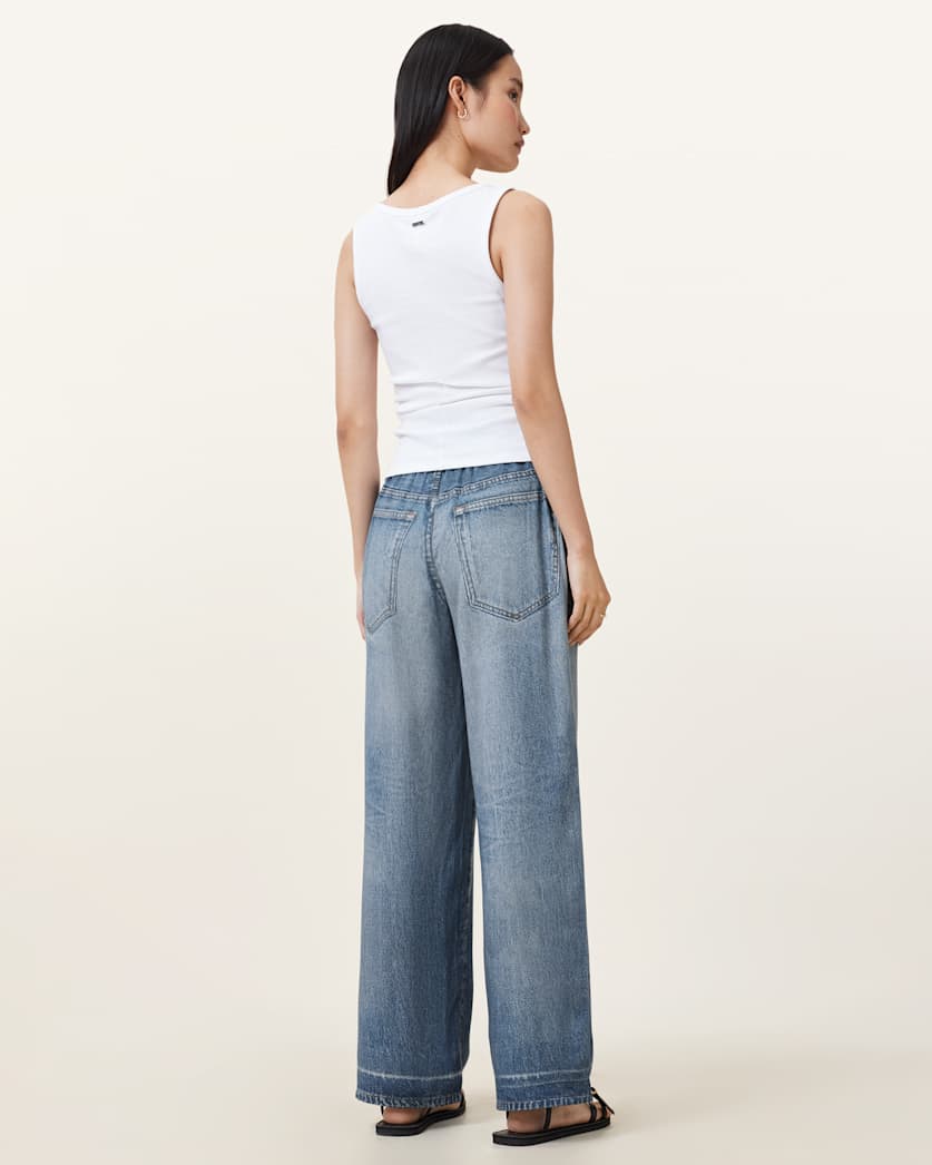 AllSaints Tyler Illusion Straight Leg Trousers Women's Mid Indigo Women's