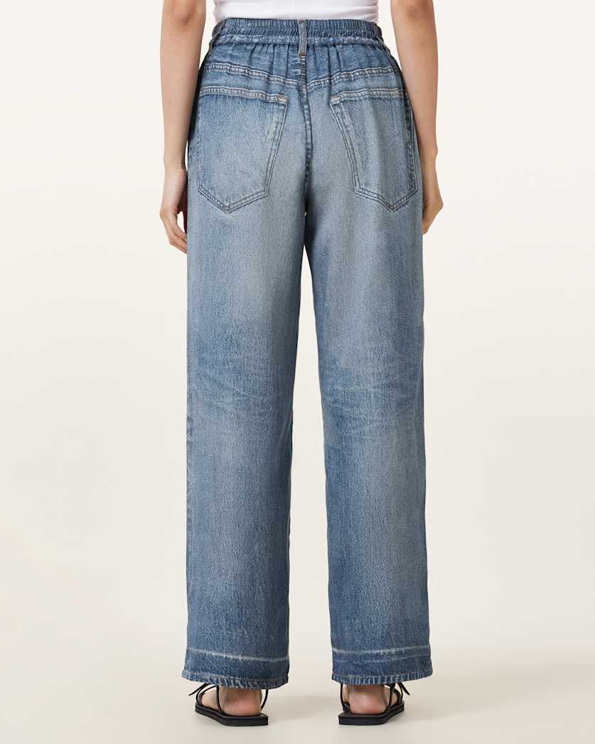 AllSaints Tyler Illusion Straight Leg Trousers Women's Mid Indigo Women's