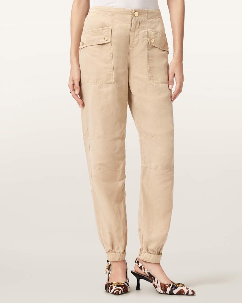 AllSaints Val Cargo Linen Blend Pants Women's Black Women's