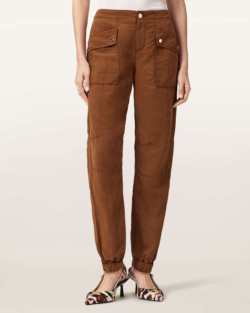 AllSaints Val Cargo Linen Blend Pants Women's Black Women's