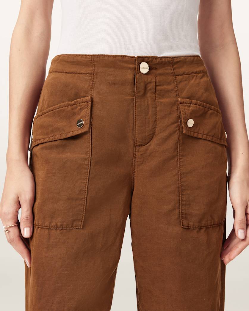 AllSaints Val Cargo Linen Blend Pants Women's Black Women's
