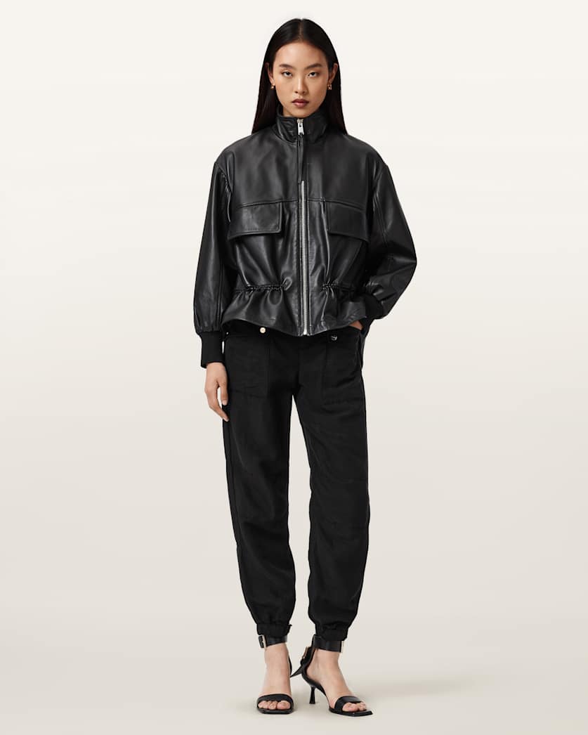 AllSaints Val Cargo Linen Blend Pants Women's Black Women's