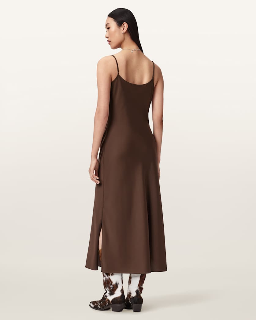 AllSaints Hadley Slim Fit Midi Dress Women's Bitter Brown Women's