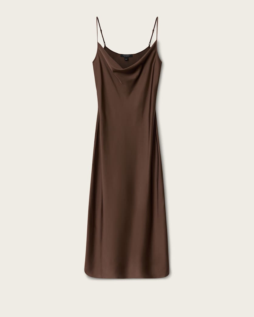 AllSaints Hadley Slim Fit Midi Dress Women's Bitter Brown Women's