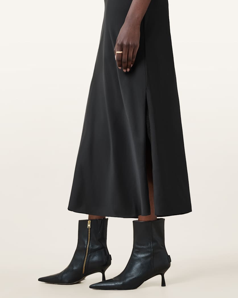 AllSaints Hadley Slim Fit Midi Dress Women's Bitter Brown Women's