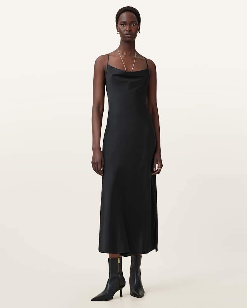 AllSaints Hadley Slim Fit Midi Dress Women's Bitter Brown Women's
