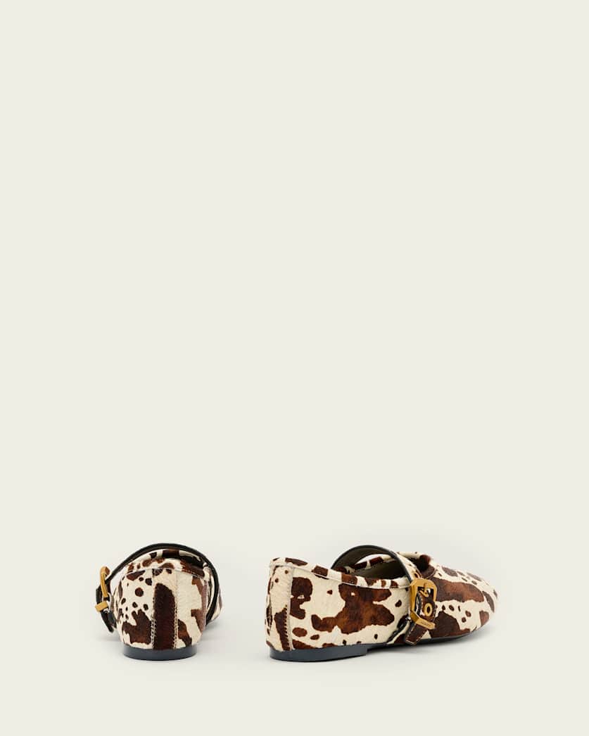 AllSaints Sabine Cowhide Leather Ballet Flats Women's Cow Print Women's