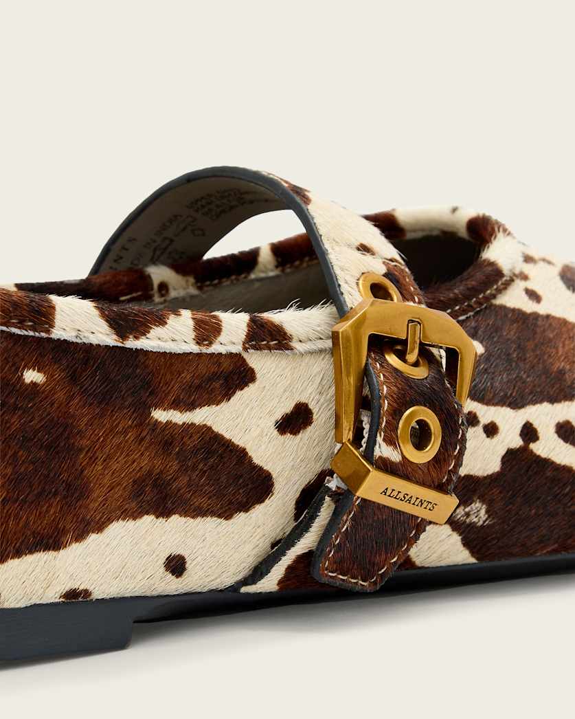 AllSaints Sabine Cowhide Leather Ballet Flats Women's Cow Print Women's