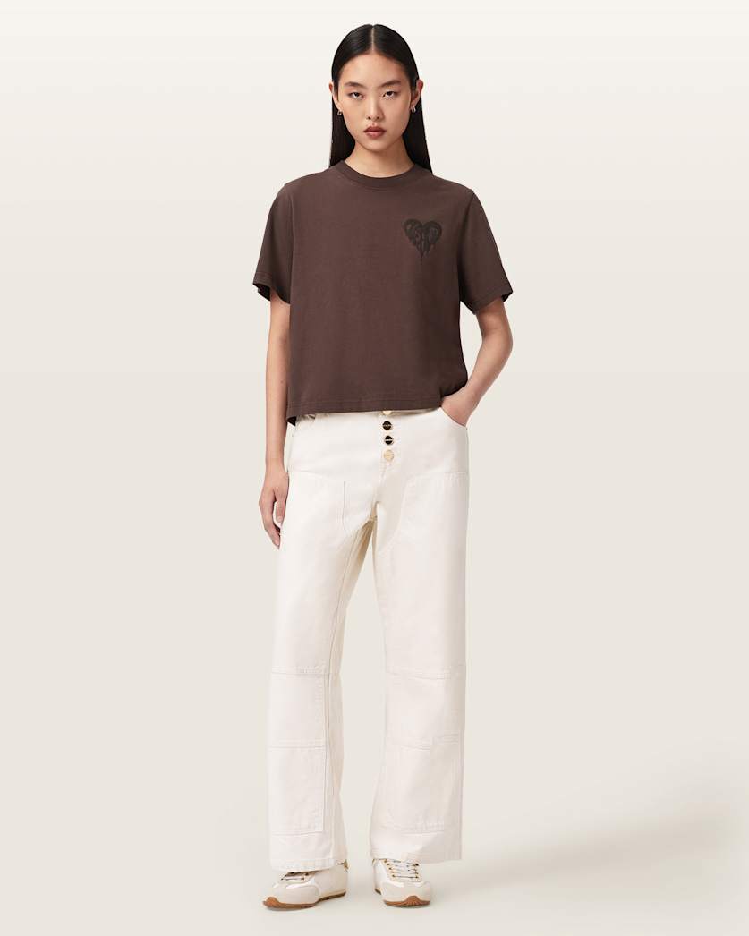 AllSaints Lisa Trip Graphic Boxy T Shirt Women's Optic White Women's