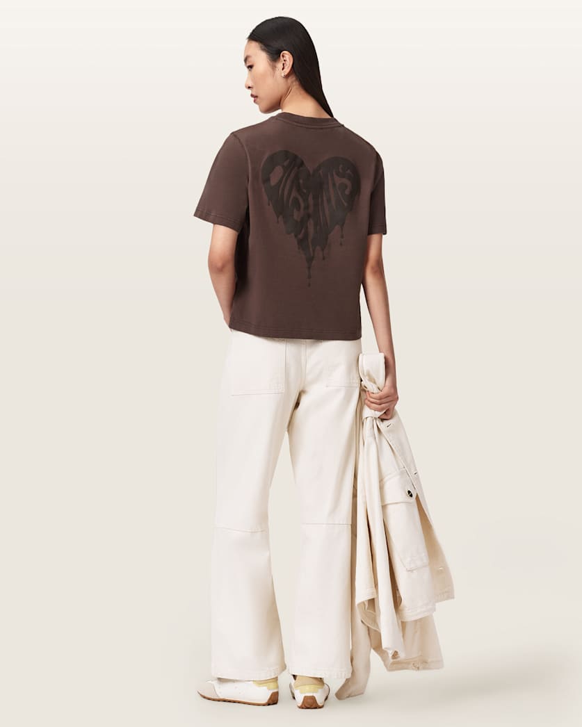 AllSaints Lisa Trip Graphic Boxy T Shirt Women's Optic White Women's