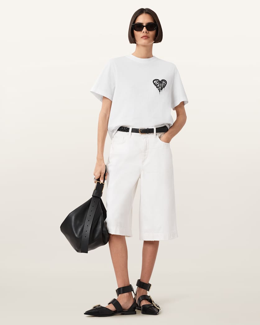 AllSaints Lisa Trip Graphic Boxy T Shirt Women's Optic White Women's