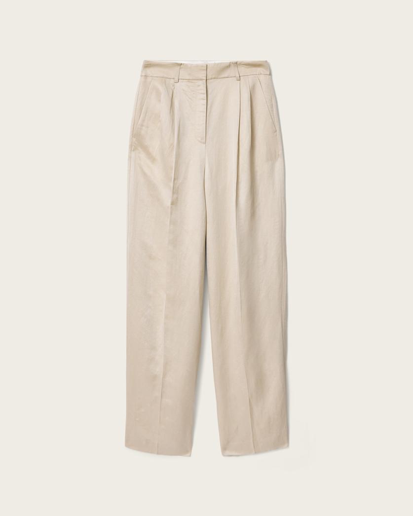 AllSaints Helena Tailored Wide Leg Linen Blend Pants Women's Stone Women's