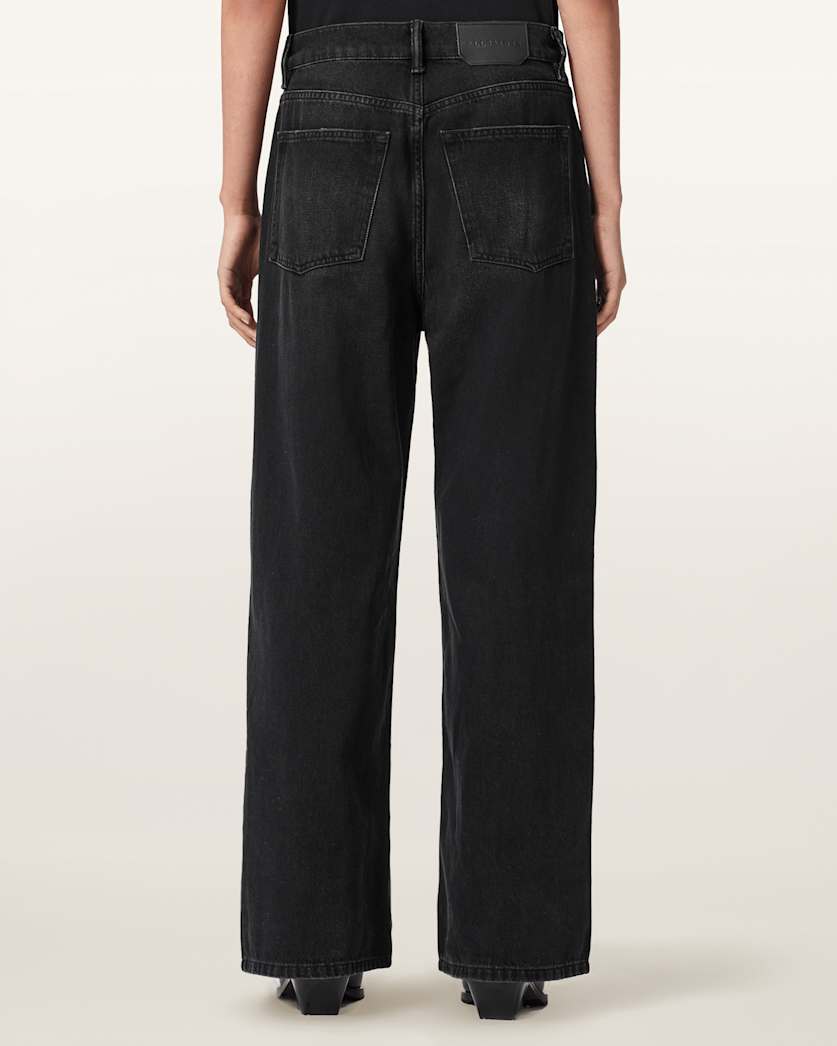 AllSaints Aki Mid Crossover Ripped Jeans Women's Destroy Black Women's