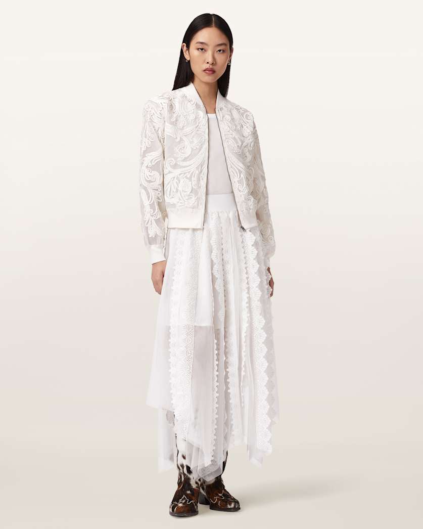 AllSaints Vashtie Lace Maxi Skirt Women's Optic White Women's