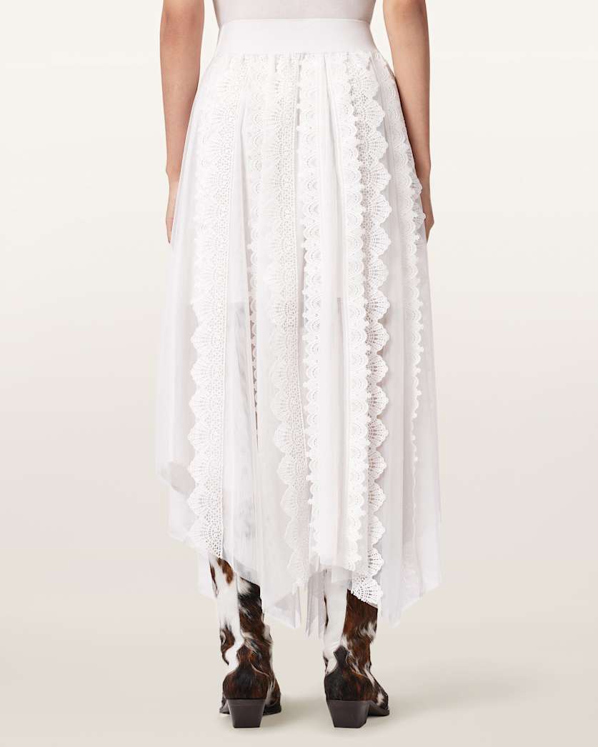 AllSaints Vashtie Lace Maxi Skirt Women's Optic White Women's
