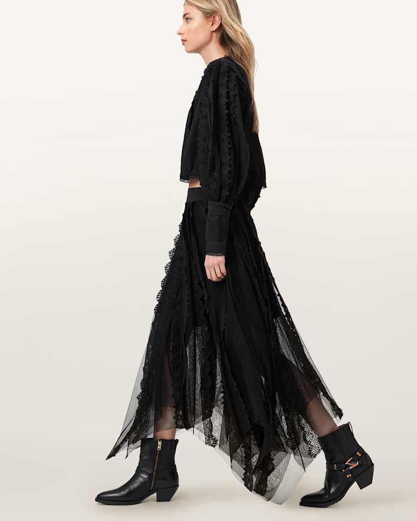 AllSaints Vashtie Lace Maxi Skirt Women's Optic White Women's