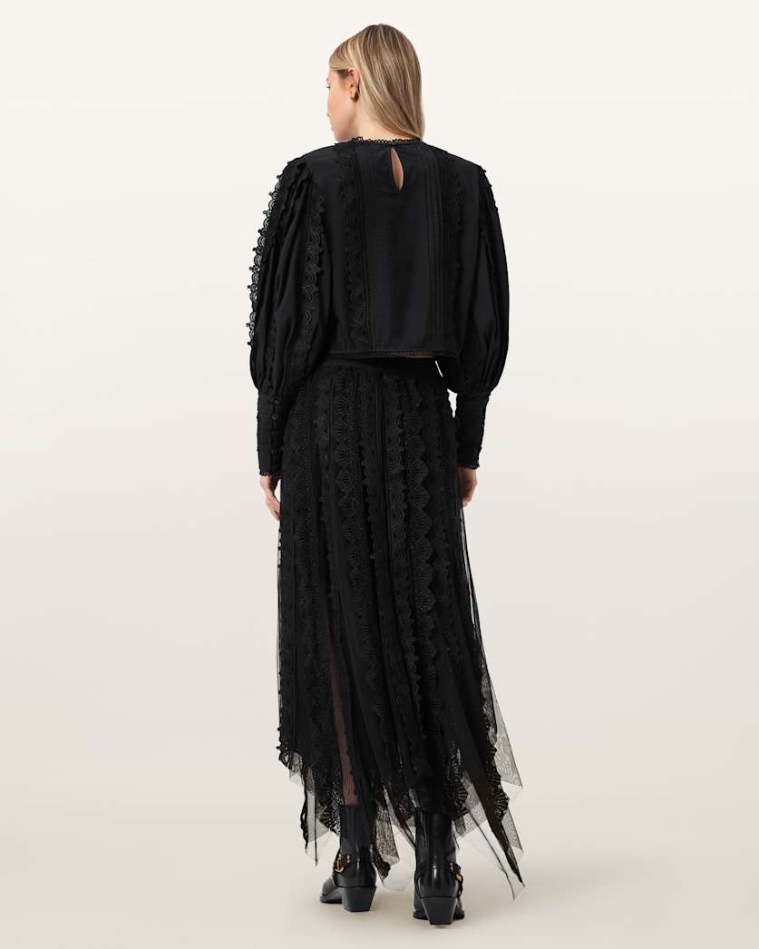 AllSaints Vashtie Lace Maxi Skirt Women's Optic White Women's