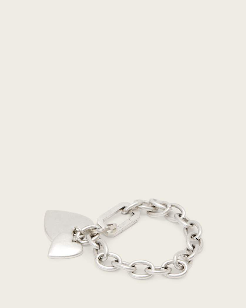 AllSaints Lia Heart Bracelet Women's Warm Silver Women's