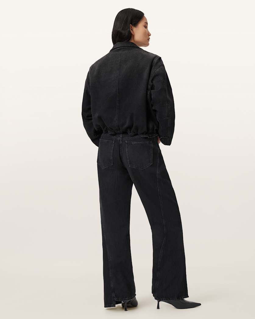 AllSaints Frankie Double Zip Jeans Women's Washed Black Women's