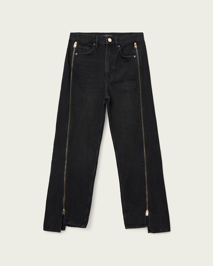 AllSaints Frankie Double Zip Jeans Women's Washed Black Women's